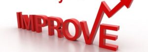 The word "IMPROVE" is displayed in bold red letters with an ascending arrow elegantly incorporated, symbolizing growth and progress. The design's theme subtly suggests ways to increase church attendance against a pristine white background.